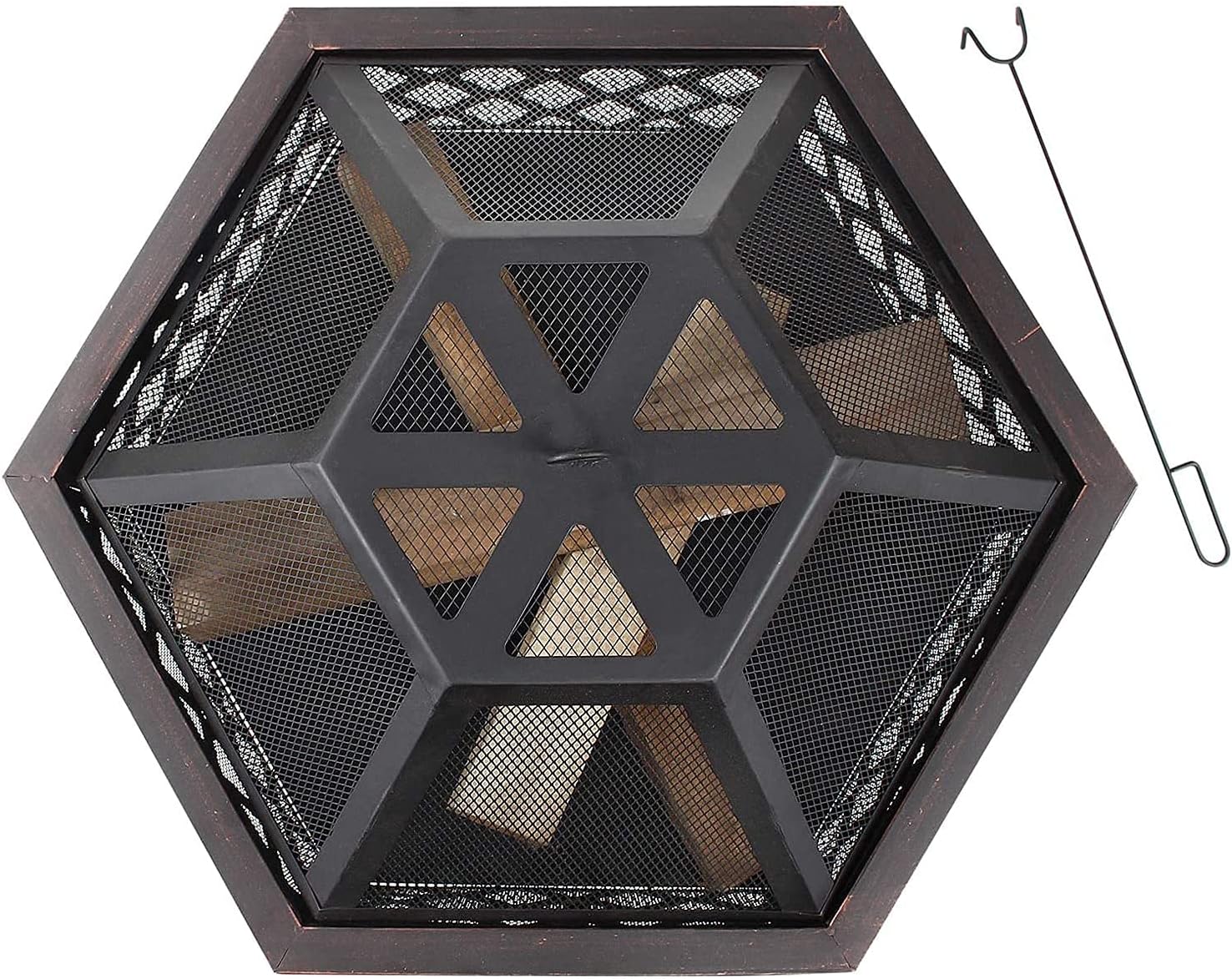 Outdoor Fire Pit Fire Pit for Outdoor Garden Patio, Outdoor Fire Pit Grill, Large Hexagonal Wood Burning Firepit for Backyard Garden, Patio Or Camping Grill Barbecue Rack