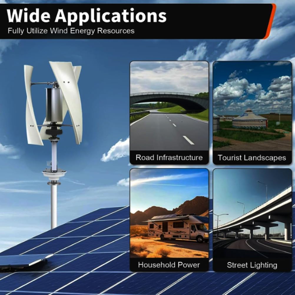 24V, Low Speed 3 Blades Wind Turbine Kit Windmill Generator 10000W Permanent Magnetic Levitation Vertical Axis Wind Power Generator with Controller for Home Use,12V-220V