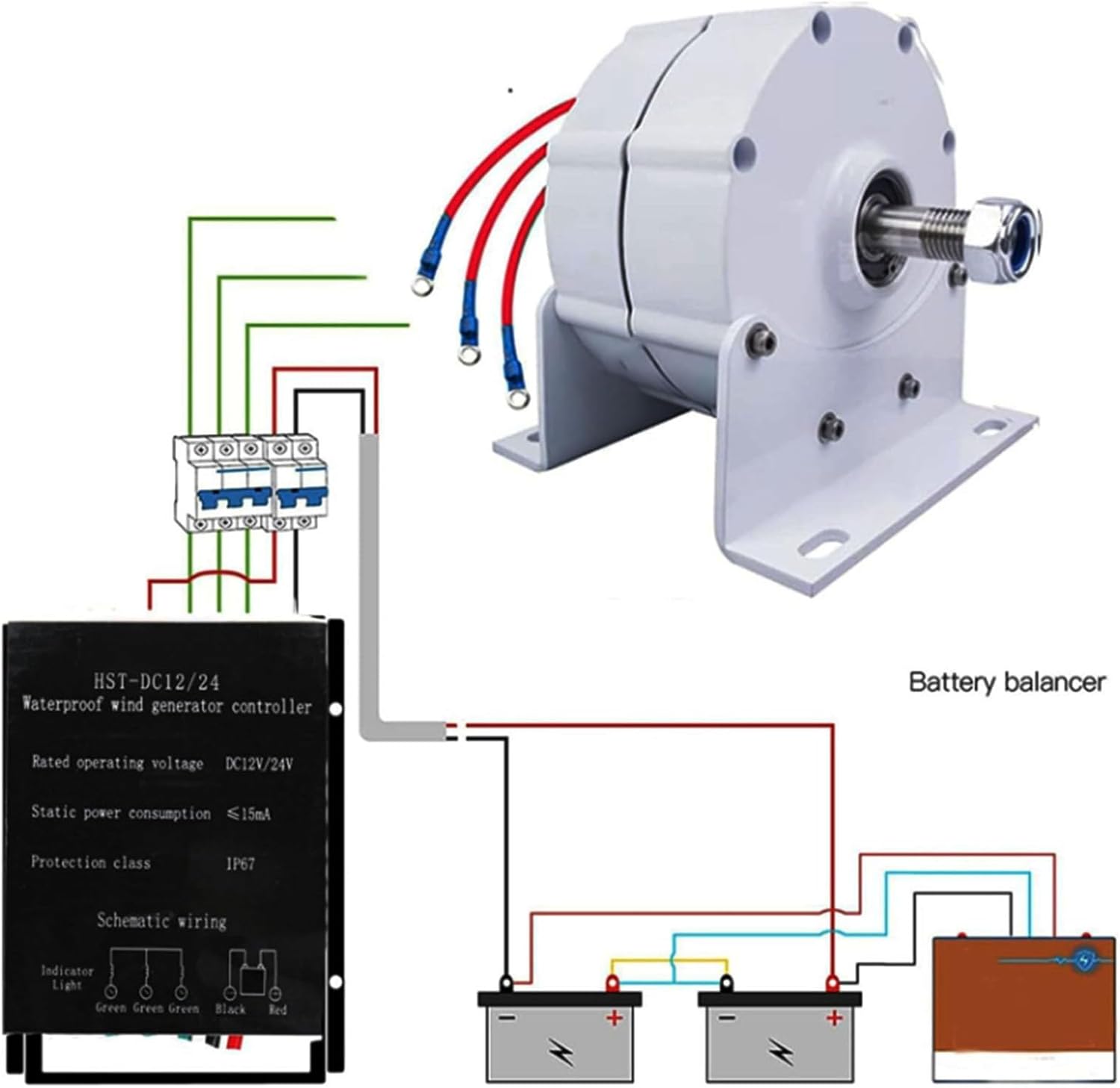 Generator Low Speed ​​2000W 12V 24V 3 Phase Gearless Permanent Magnet AC Generator for Wind Turbine Generator, 220V