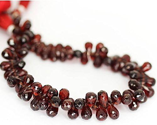 13 inch natural beads strand of 6mm faceted drop red garnet gemstone briolletes beads for DIY jewelry - necklace, bracelet, earring, ring.