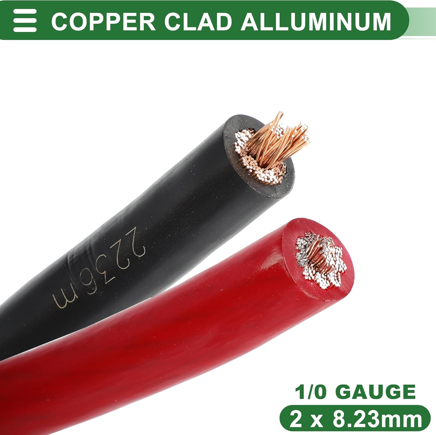 Motoforti 1/0 Gauge Ground Wire with Lugs& Heat Shrink Wrap Copper Clad Aluminum CCA - Car Amplifier Power & Ground Cable for Car Audio Speaker, 20 Feet Each-Black,Red