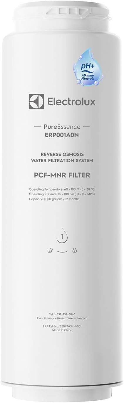 Electrolux PureEssence PCF-MNR Mineralization Filter, Under-Sink Tankless RO Post-Carbon, Quick-Change, Light Alkaline Finish, 1,000 Gallons/12 Months, Fits PureEssence 600/800/1000GPD
