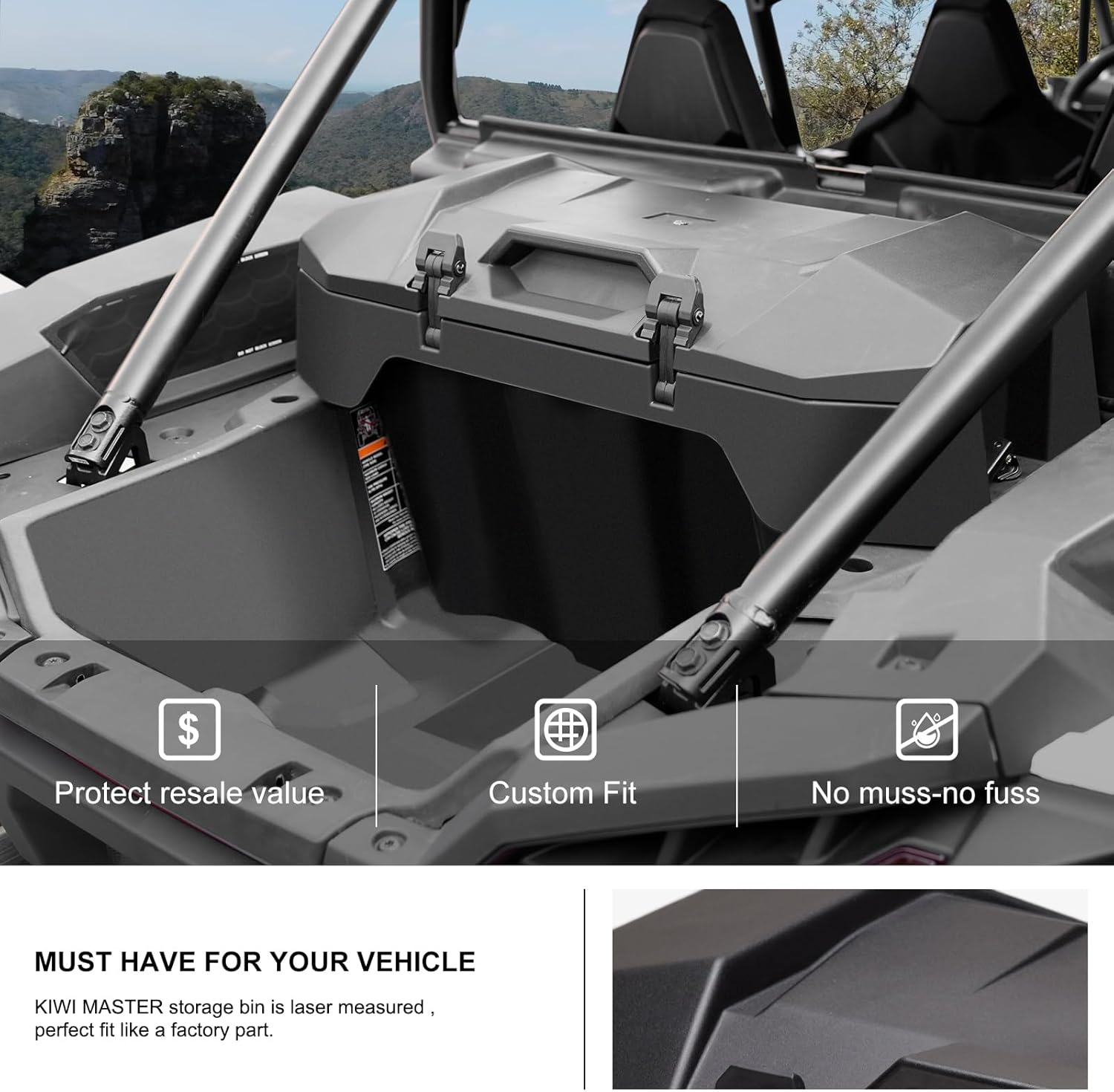 KIWI MASTER 82 QT Forward Cargo Box for 2024-2026 Polaris RZR XP 1000/RZR XP S 1000 Accessories, Replace OEM # 2889611, Rear Storage Bin