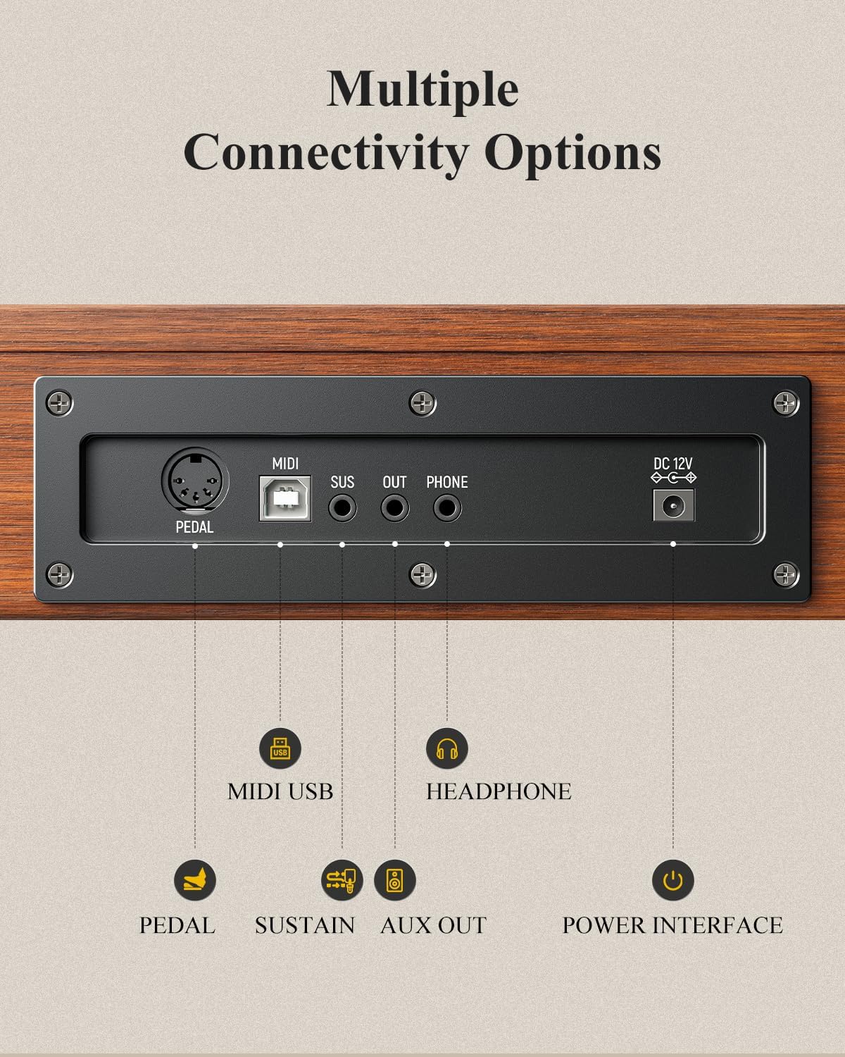 Eastar EP-80 Piano Keyboard 88 Keys, Full Size Electric Keyboard Piano with Velocity-Sensitive Key, Portable Beginner Digital Piano Bundle Piano Stand, Sustain Pedal, Music Stand and Headphones, Brown