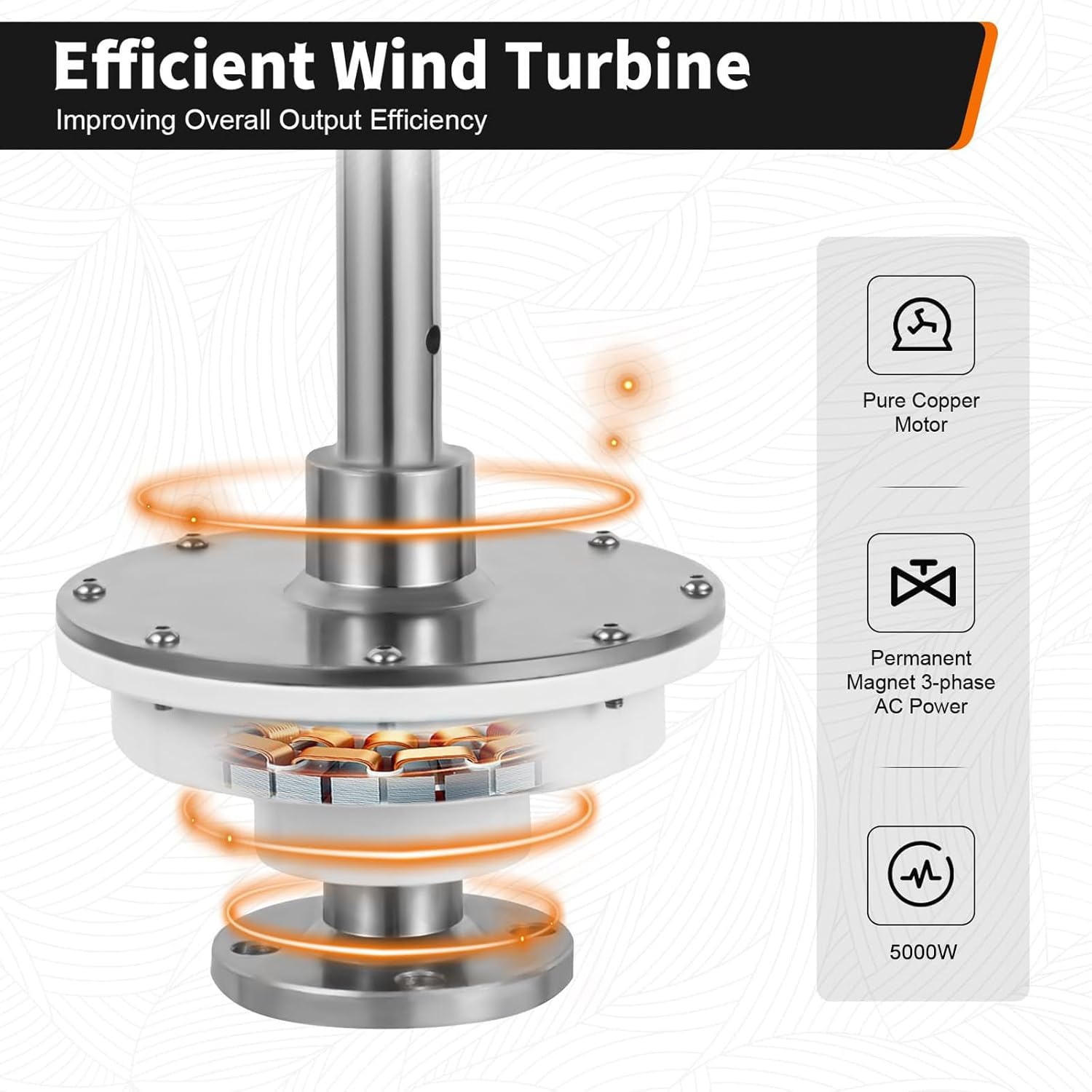 12V/24V/48V Vertical Wind Turbine Generator, 5000W Aluminum Alloy Maglev Wind Generator, for Home Power Generation, Road Street Lights,12V