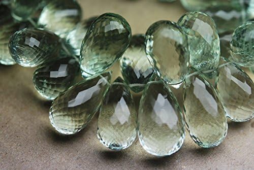 25 beads,natural green amethyst faceted drops shape briolettes size 12-14mm