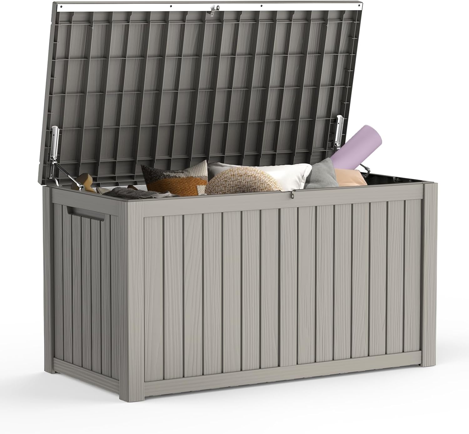 Mars Villa 180 Gallon Outdoor Storage Box, Large Waterproof Resin Deck Box for Patio Furniture Cushions, Pool Supplies, Gardening Tools, Lockable, Weatherproof and UV Resistant, Greige