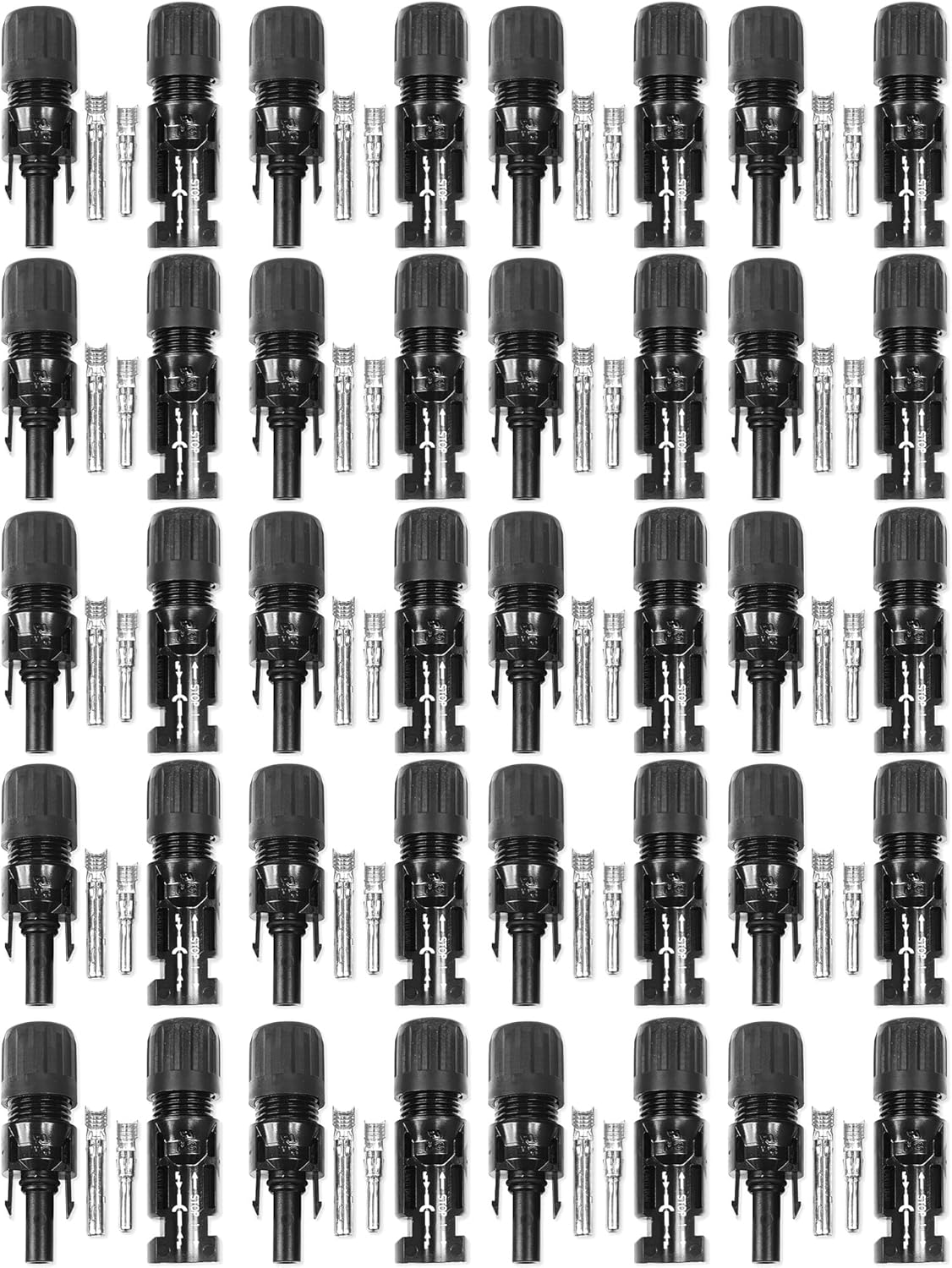 Staubli MC4 Male & Female Solar Panel Connectors (20 Pairs) – for PV Cable, Made in USA