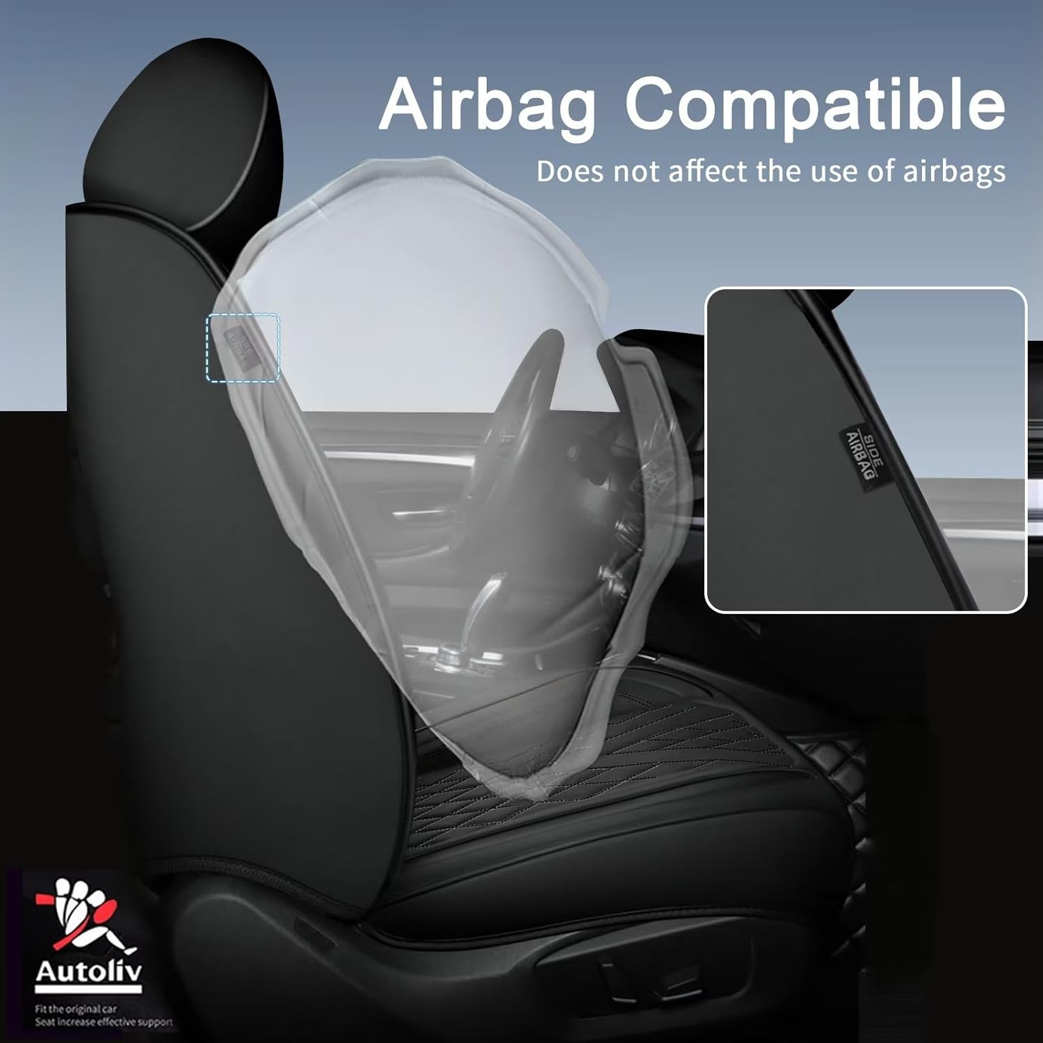 2PCS Front Car Seat Covers Fit for Subaru Crosstrek/Hybrid 2016-2025 2026 & XV Crosstrek/Hybrid 2013-2015 Faux Leather Seat Cushion Waterproof Anti-Slip Accessories (Black Line)