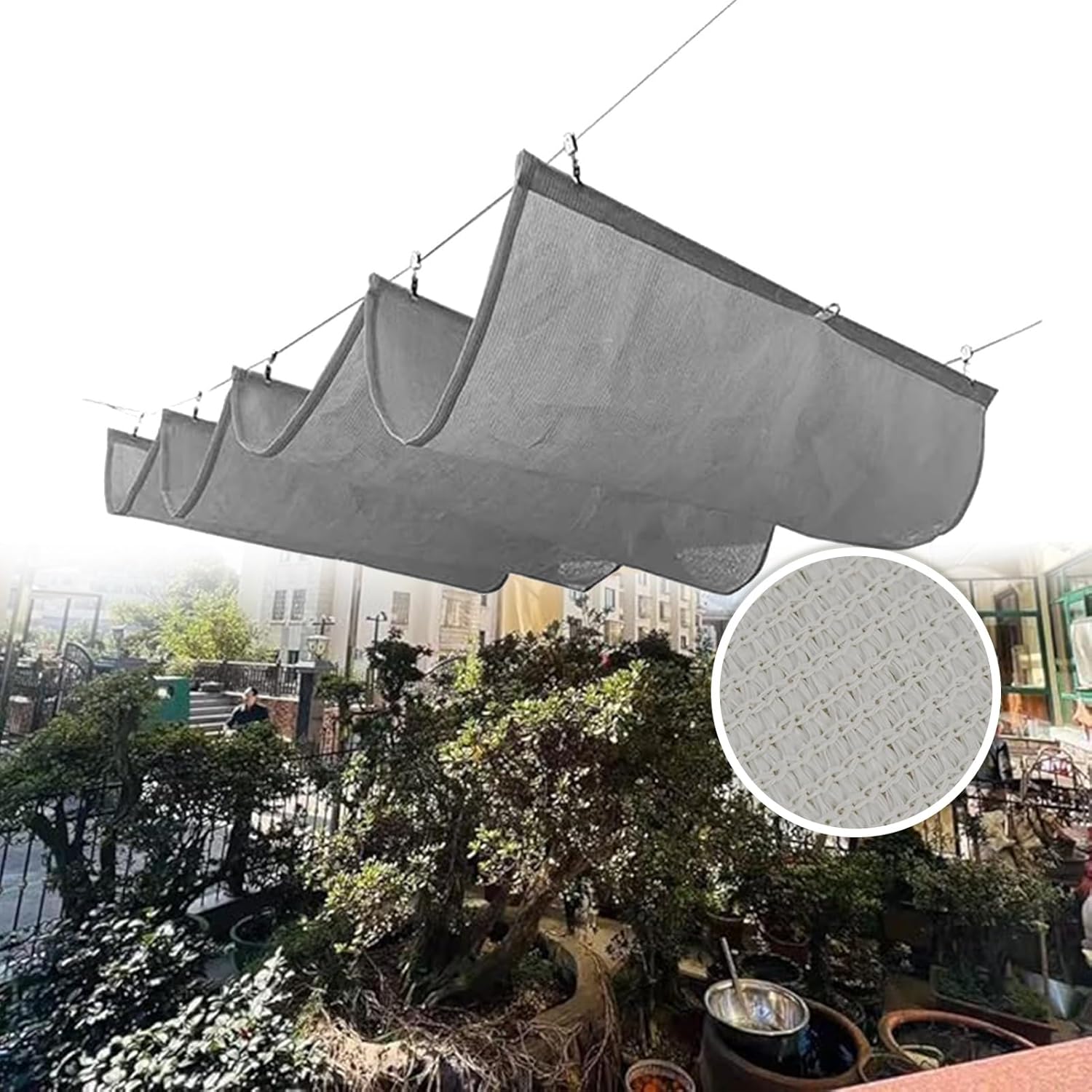 Retractable Sun Shade Canopy Cover Sliding Wave Shade Sail| Patio Awning UV-Protective Exterior with Full Accessories for Pergola Patio Deck Yard Gazebo Outdoor(Light Gray,1.5x13m)