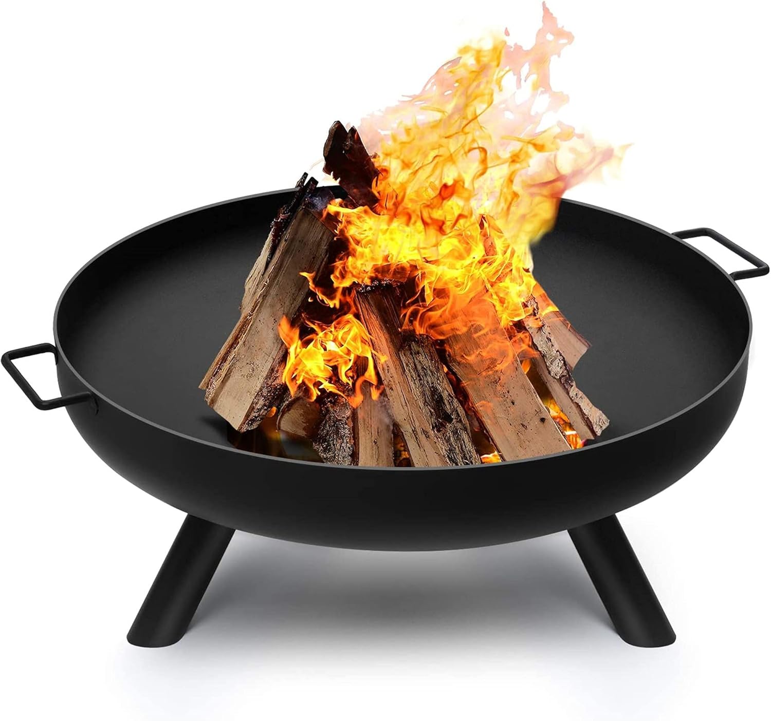 Outdoor Fire Pits & Bowls, Wood Burning Fire Bowl Fireplace, Large Round Cast Iron Heating Basin for Outside Backyard Deck Camping Beach