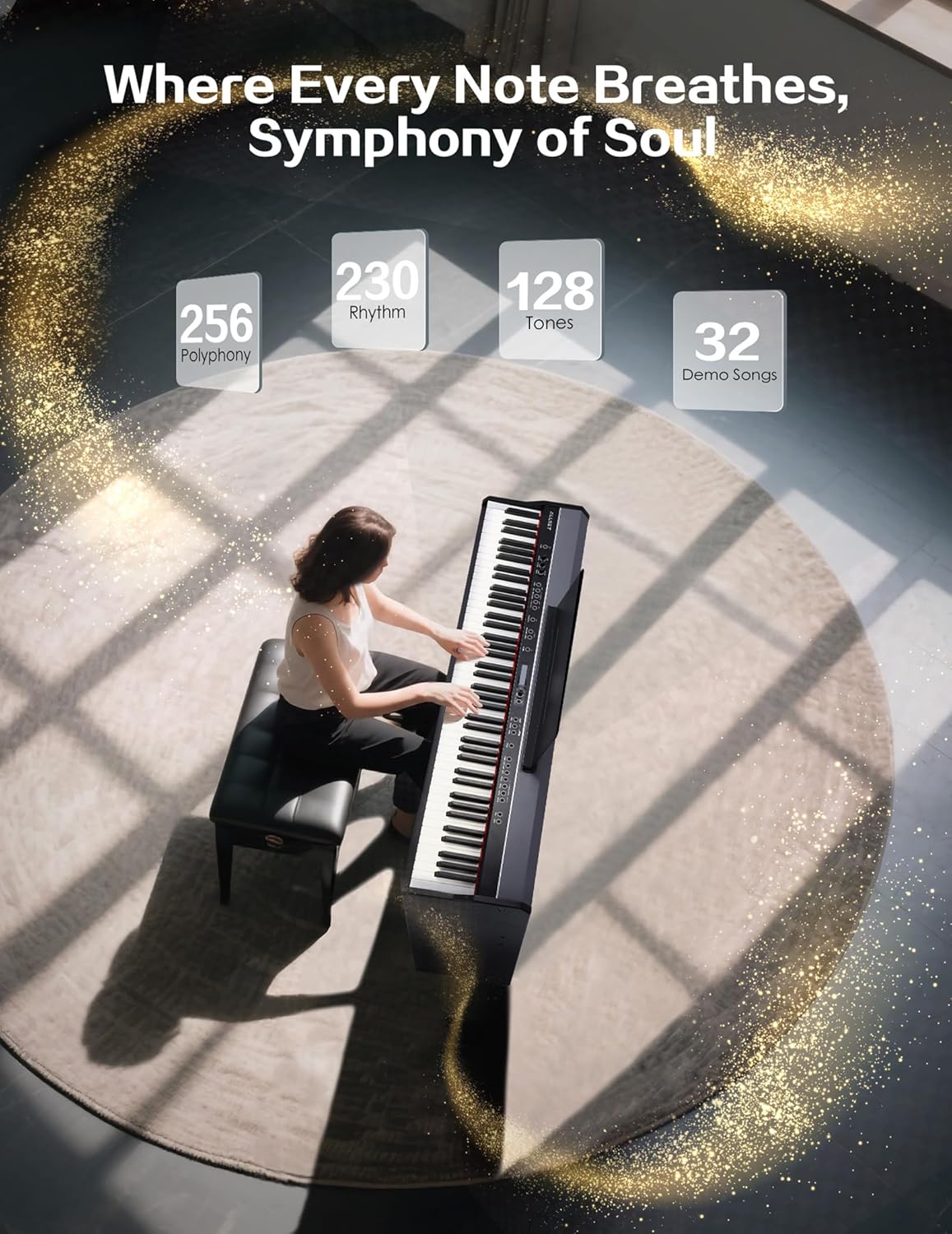 D5 Portable 88 Keys Digital Piano with Weighted Hammer Action, 3 Pedals, Professional Electronic Keyboard Piano for Beginners & Adults, Upright Stage Piano for Home Studio & Performance