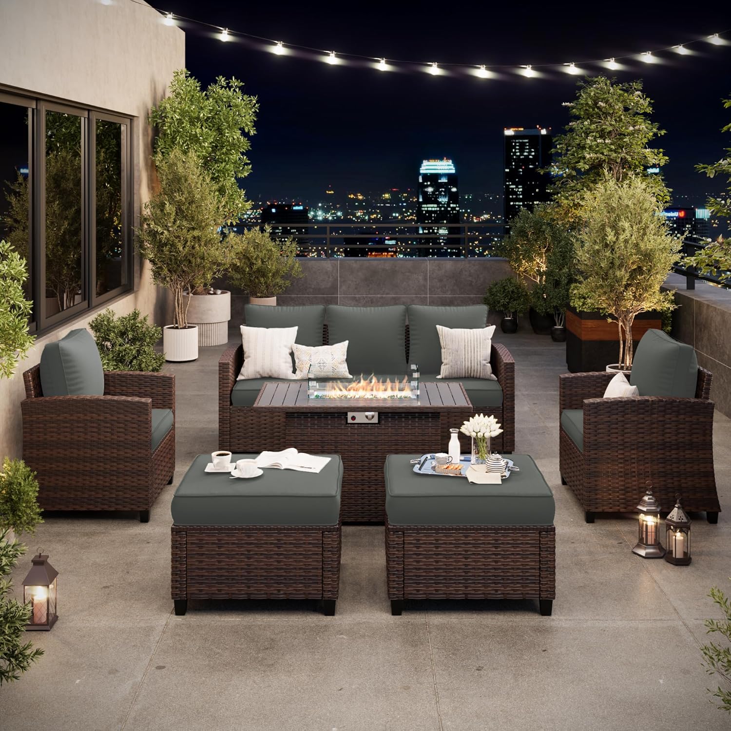 6 Pieces Patio Furniture Set with 44