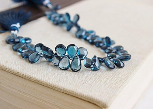 Outrageous London Blue Topaz Briolette Gemstone Faceted Pear TearDrop 10.5mm 11 beads