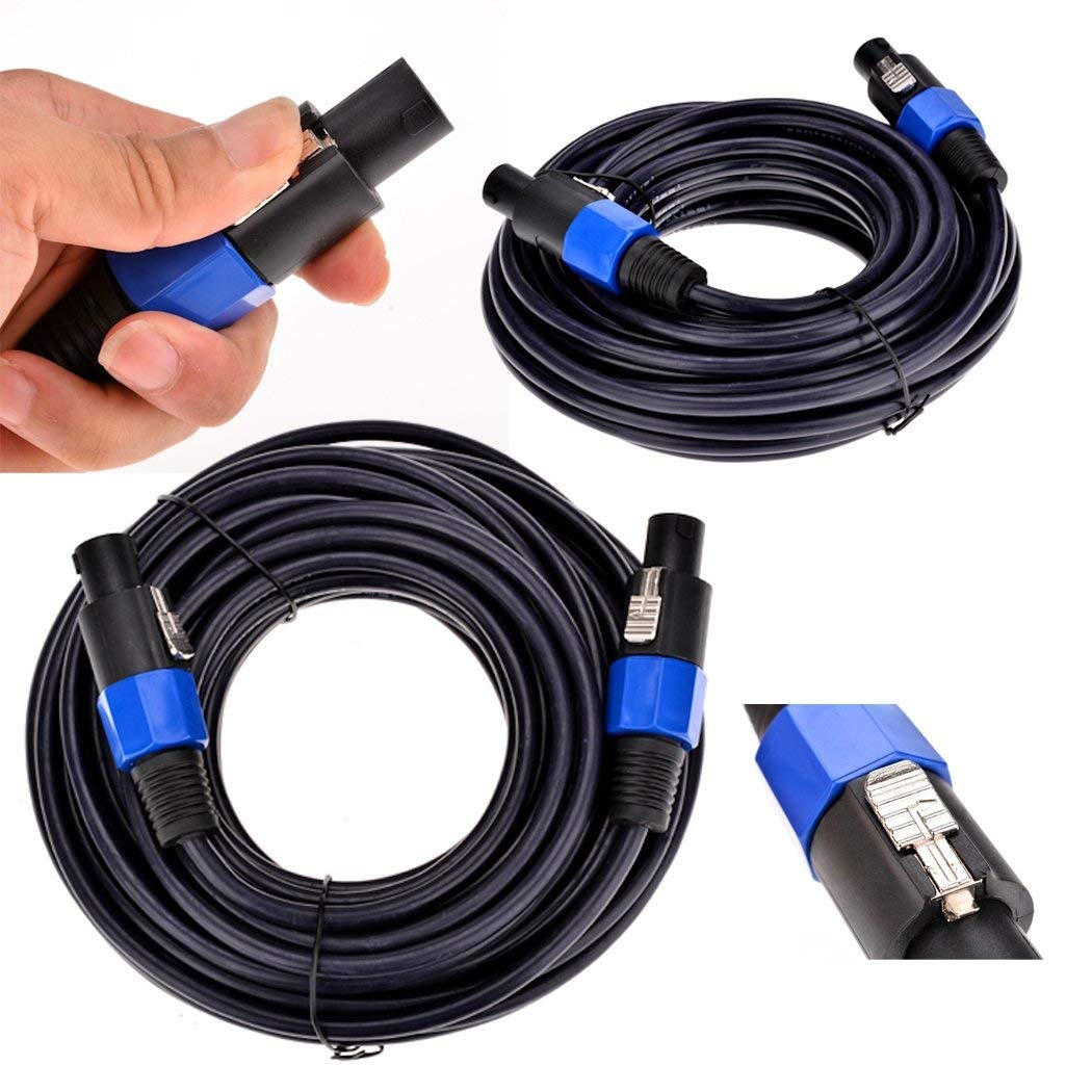 2Pack 100 ft Male Speakon to Speakon Cables, Professional 12 Guage AWG Audio Cord DJ Speaker Cable Wire with Twist Lock - 2 Conductor.