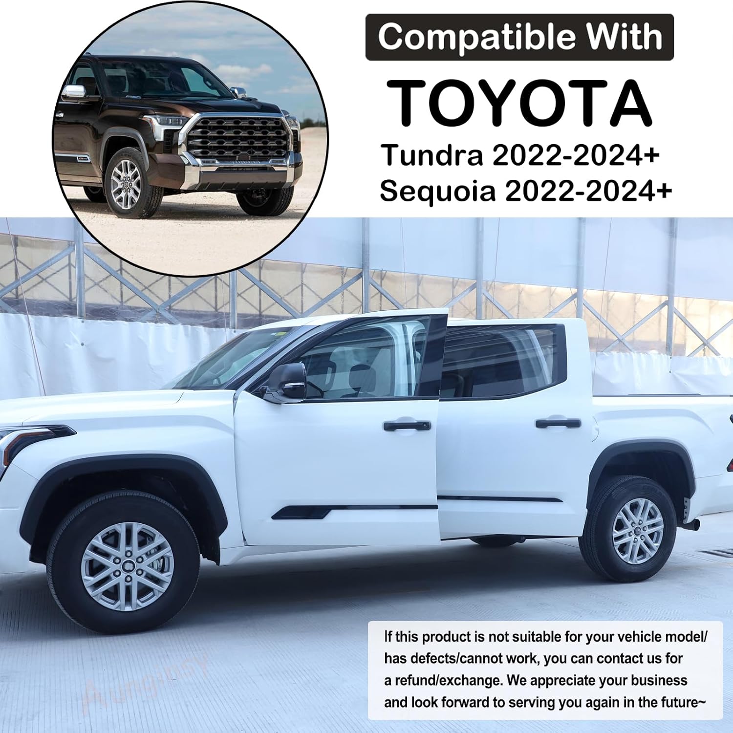 Aunginsy Door Side Molding Trim Strip Cover Compatible with Toyota Tundra 2022 2023 2024 2025, Exterior Body Side Door Molding Guard Panel Decorative Strip Sticker Protection ABS Exterior Accessories