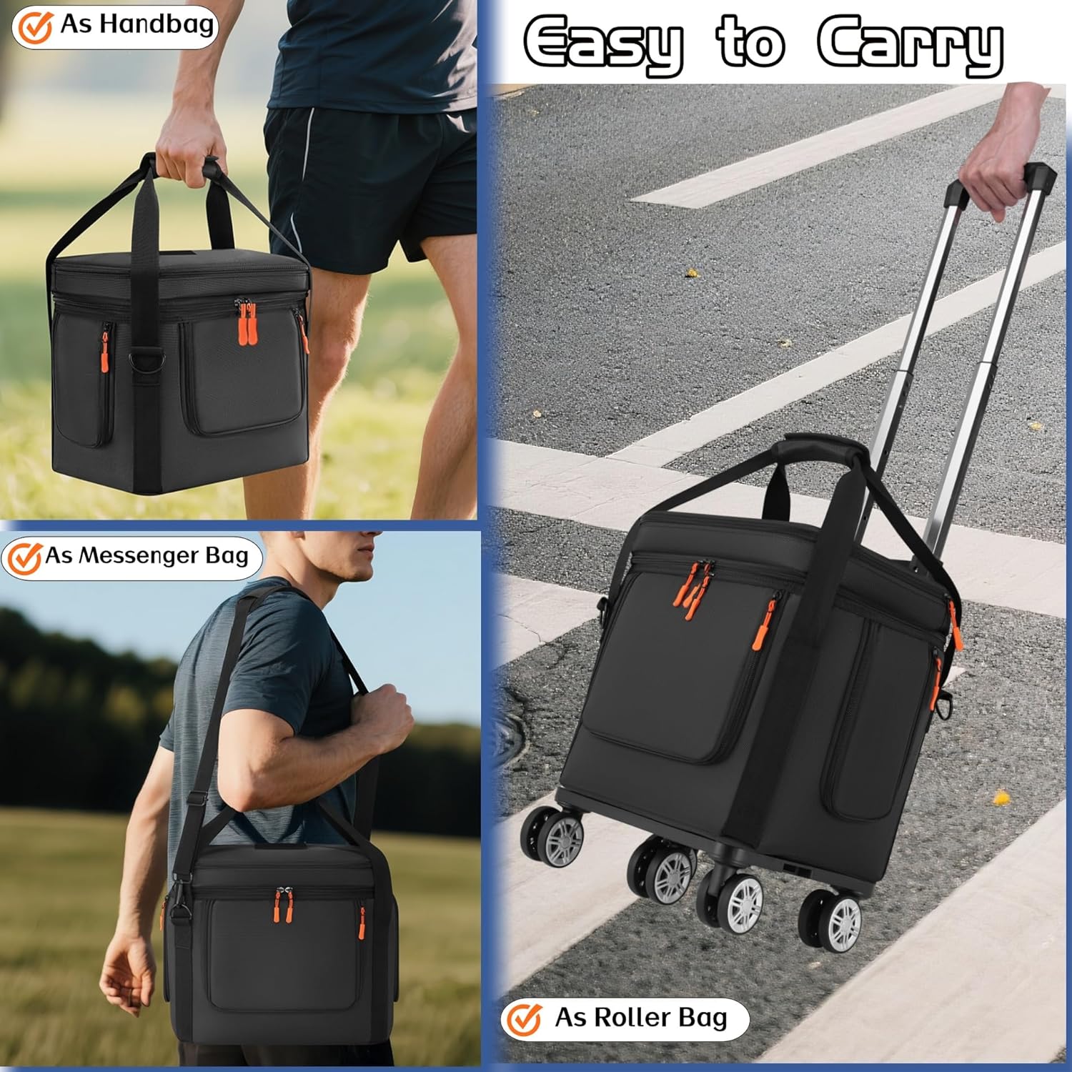 Carrying Case Compatible with Anker SOLIX C1000/C800/C800 Plus,Generator Covers with Wheels and Pull Rods,Power Station Bag with Side Zipper for Anker SOLIX(black, with wheels)