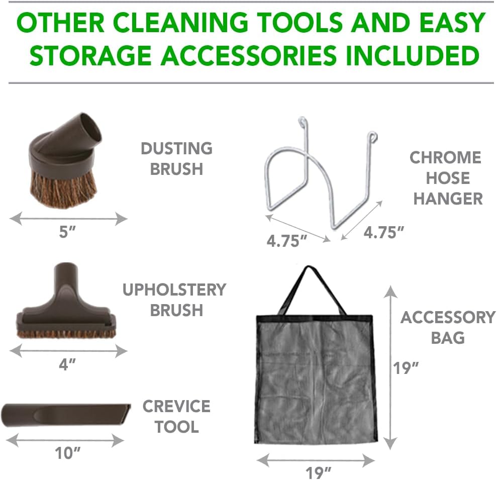 OVO Central Vacuum Standard Kit, with 30/35/40/50ft Low-Voltage Hose, ON/Off Control at The Handle, 12’’ Combo Brush and Accessories, for Hard Surfaces and Carpets, B 30', Black, (KIT-LV30S)