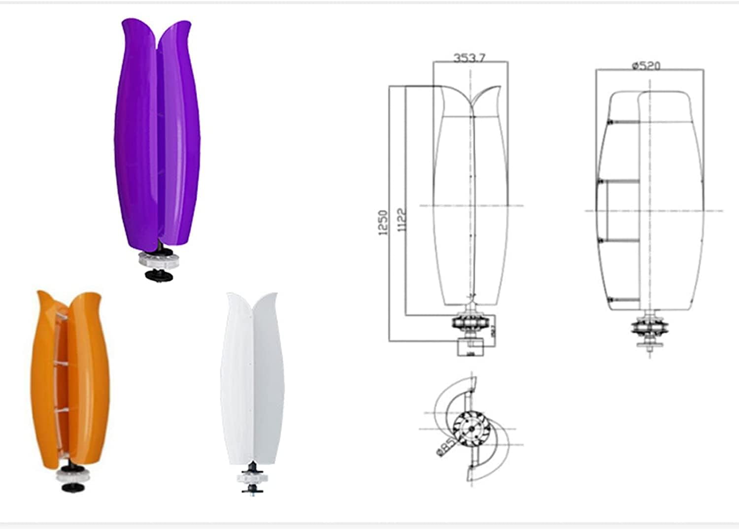 9000W Wind Turbines Turbine Generator, Maglev Wind Turbine, Vertical Axis Breeze Start Power Generation System, Courtyard Camping