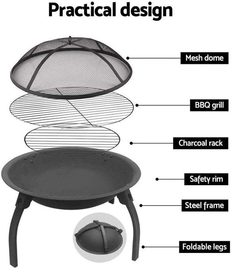 Fire Pit - Large Round Wood Burning Backyard & Patio Firepit Bowl - le Domestic Indoor Barbecue
