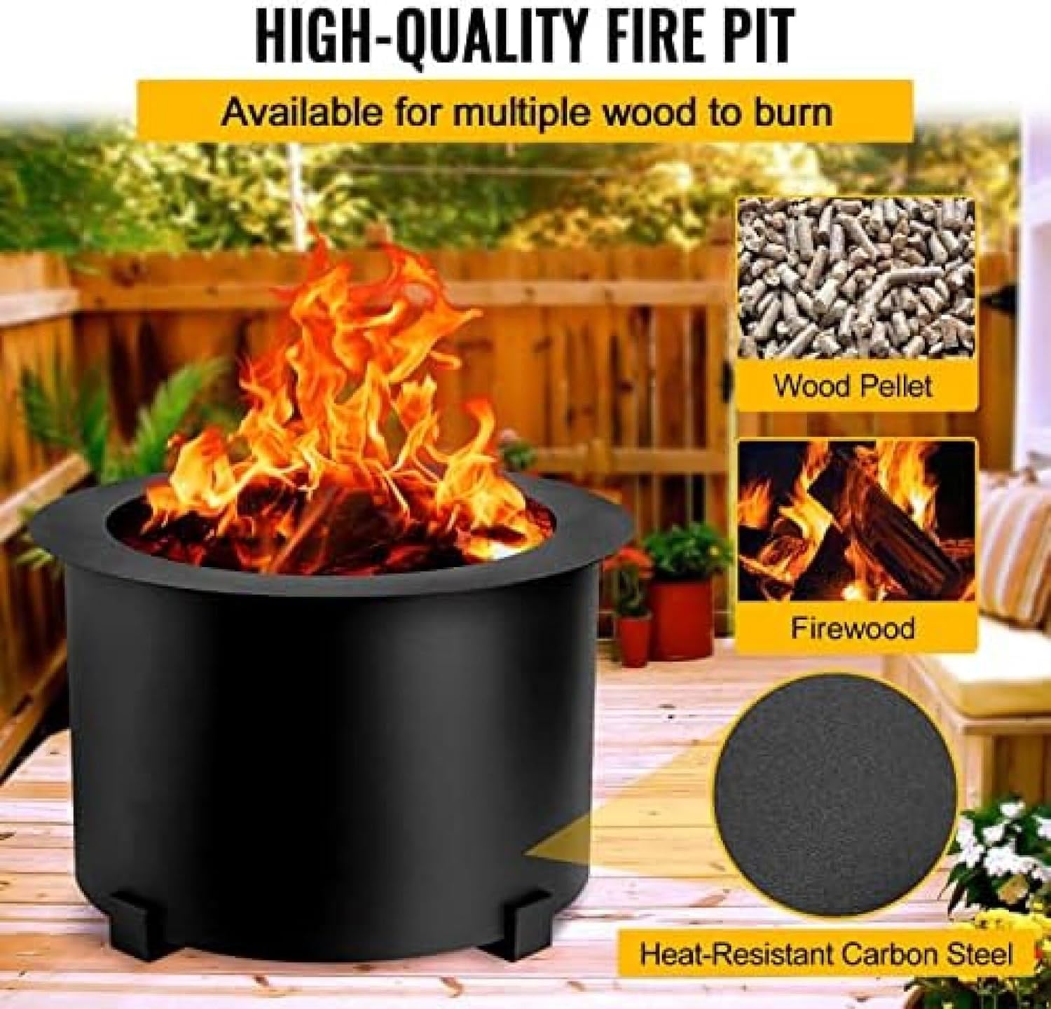 Smokeless Fire Pit, Stainless Steel Stove Bonfire, Large Diameter Wood Burning Pits, Outdoor Stove Bonfire Fire Pit, Portable Smokeless Fire Bowl for Picnic Camping Backyard,21.5 