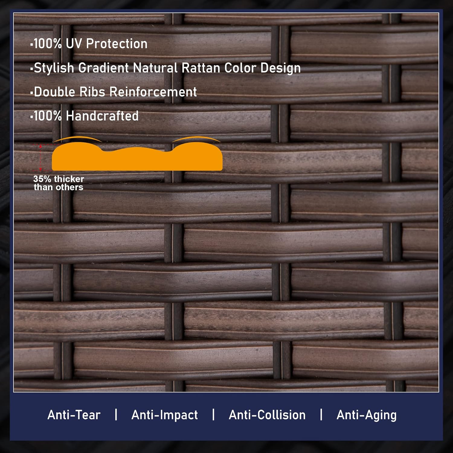 PHI VILLA 32 Inch Gas Fire Pit Table, 50000 BTU Square Outdoor Propane Rattan Fire Pit Table with Lid and Blue Fire Glass for Patio, Backyard and Garden