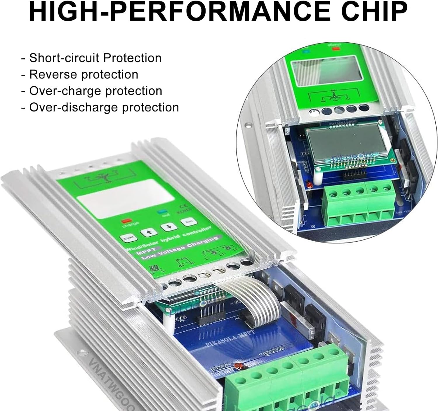 15000W High-Efficiency MPPT Boost Wind/Solar Hybrid Controller - Color LCD Display & Dump Load for 12V/24V/48V Off-Grid Systems