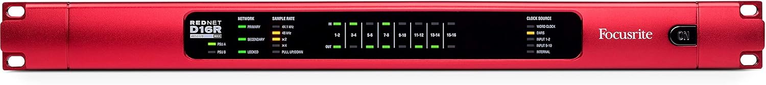Focusrite RedNet D16R MkII 16x16 digital interface for Dante networks, with channel level control for individual inputs and outputs