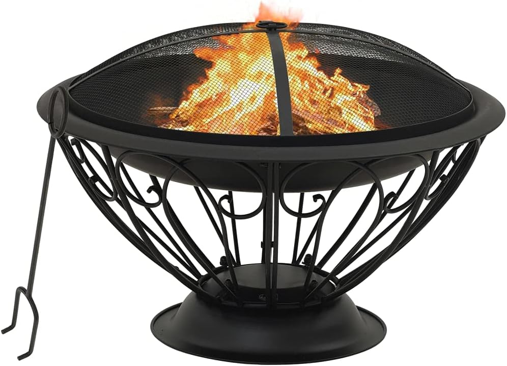Steel Outdoor Fire Pit, Patio Wood Burning Grill for Patio Backyard Garden Beach Camping Picnic,Fire Pit w/Poker 29.5