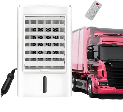 Portable Air Cooler 4-in-1 Mini Mobile Air Conditioner Fan Small Air Conditioner Purifier and Humidifier with 3-Speed and Touch Screen for Room Tent Bedroom Car RV and Camping 24VCar