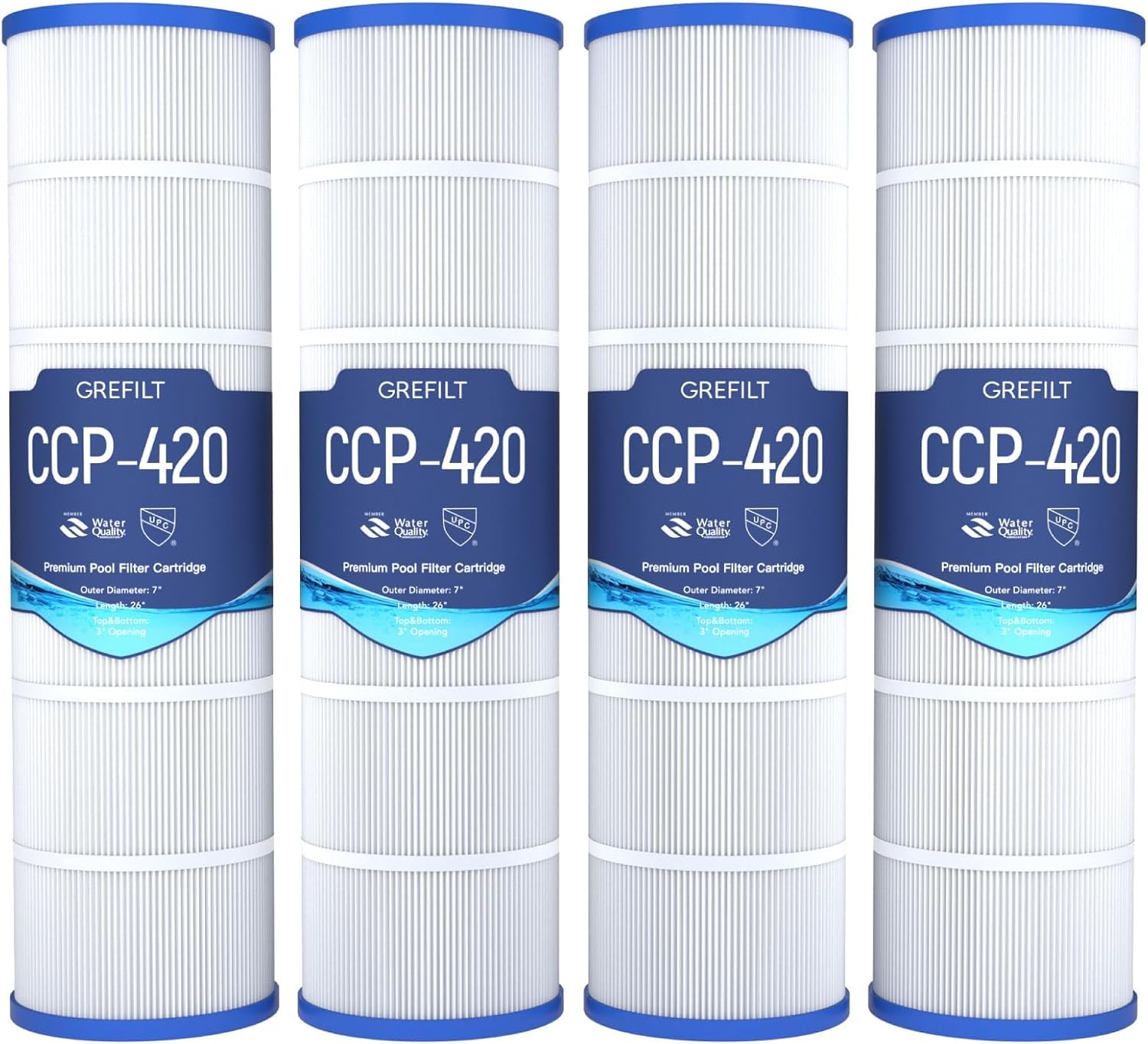 CCP420 Pool Filter Cartridges, Compatible with Pentair Clean & Clear Plus 420, Replaces Pentair R173576, Pleatco PCC105-PAK4, 4-Pack, 420 sq.ft