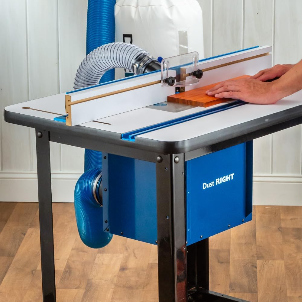 Router Table Dust Bucket w/Dual Port - Dust Collector Woodworking Bucket Mounted on Side or Back - Router Table Accessories Compatible w/Full-Size Router Tables, & More - Dust Collection Bucket