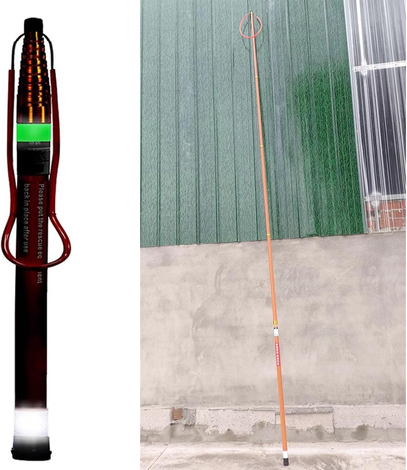 Telescopic Pool Safety Hook Pole with Lighted Reflective Strips, 1.2m-4.5m Emergency Rescue Pole, Special Preserving Life-Saving Equipment