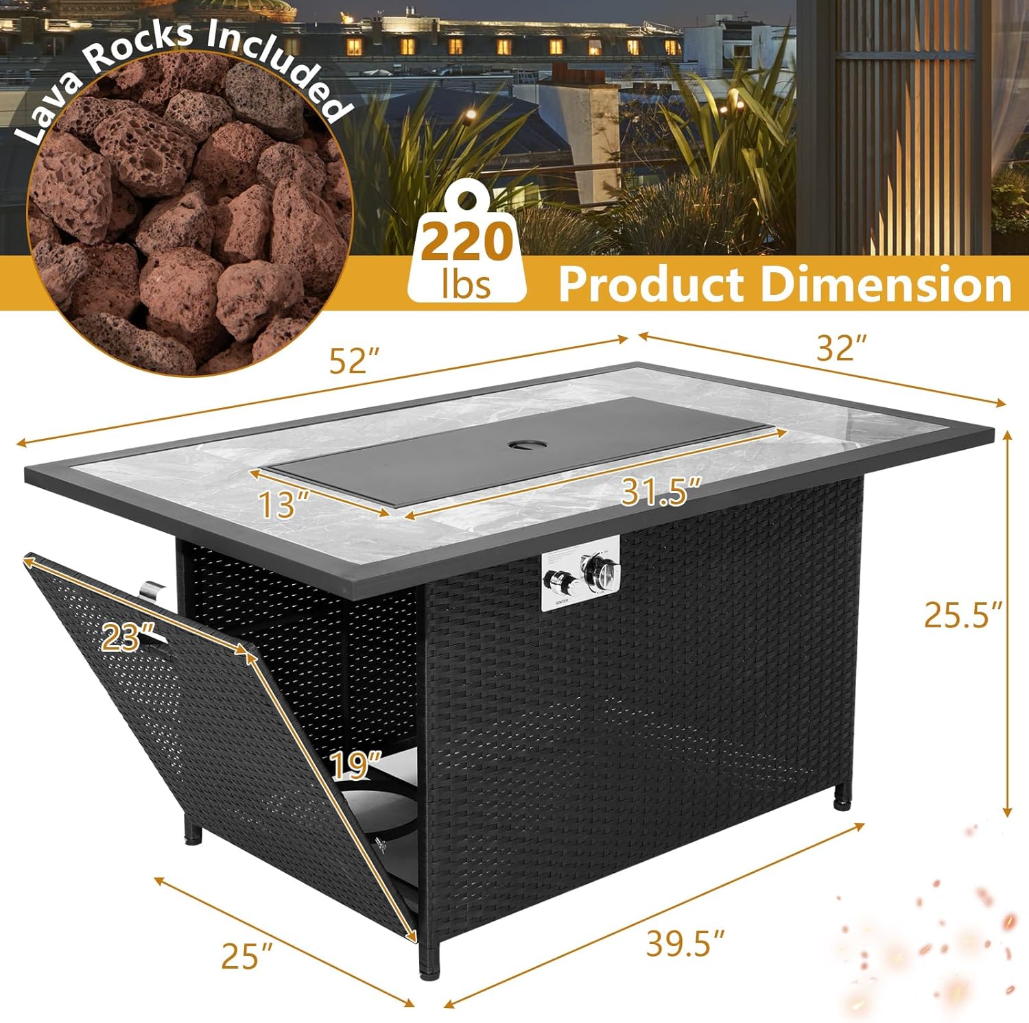 Giantex Outdoor Propane Fire Pit, 52