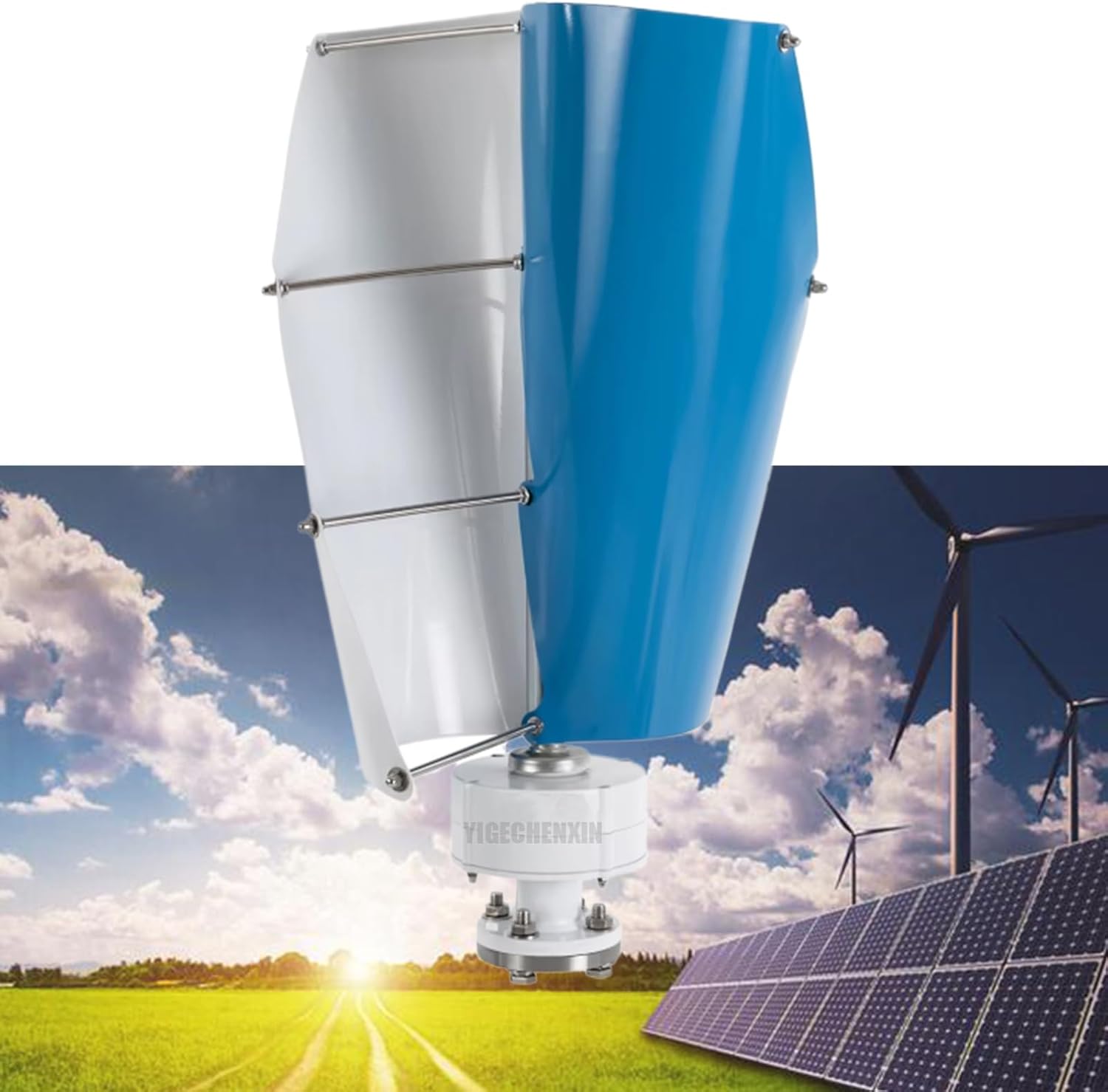 Vertical Wind Power Turbine Generator Kit, AC 12V/24V/48V/220V Portable Spiral Maglev Wind Turbine Generator W/Charge Controller for Outdoor Gardens(8000W)