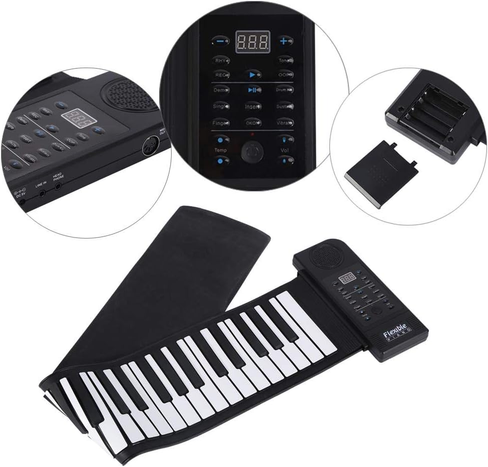 Upgraded 61 Keys Roll Up Piano, New Portable Piano Soft Silicone Flexible Electronic Digital Music Keyboard Piano