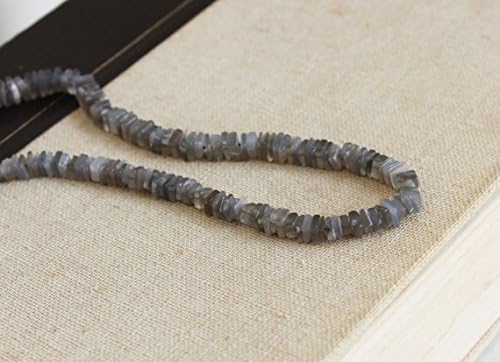 grey moonstone gemstone square cut faceted rondelle heishi cube 6mm 1/2 strand