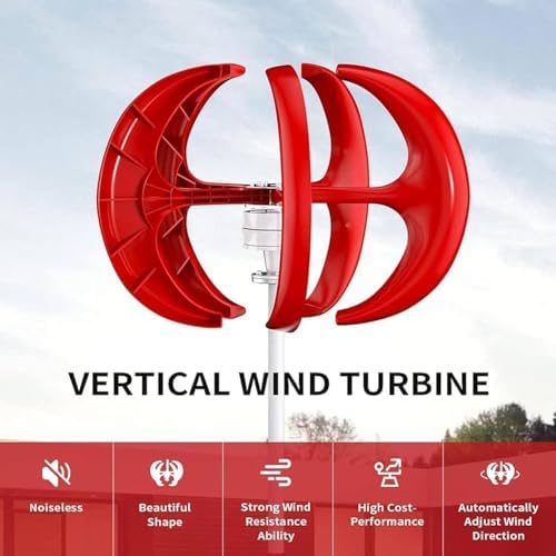 1200W Vertical Wind Turbine Generator, Quiet 12V/24V Vertical Axis Wind Power System with 5 Blades & Controller, Ideal for Sustainable Home Energy Solutions
