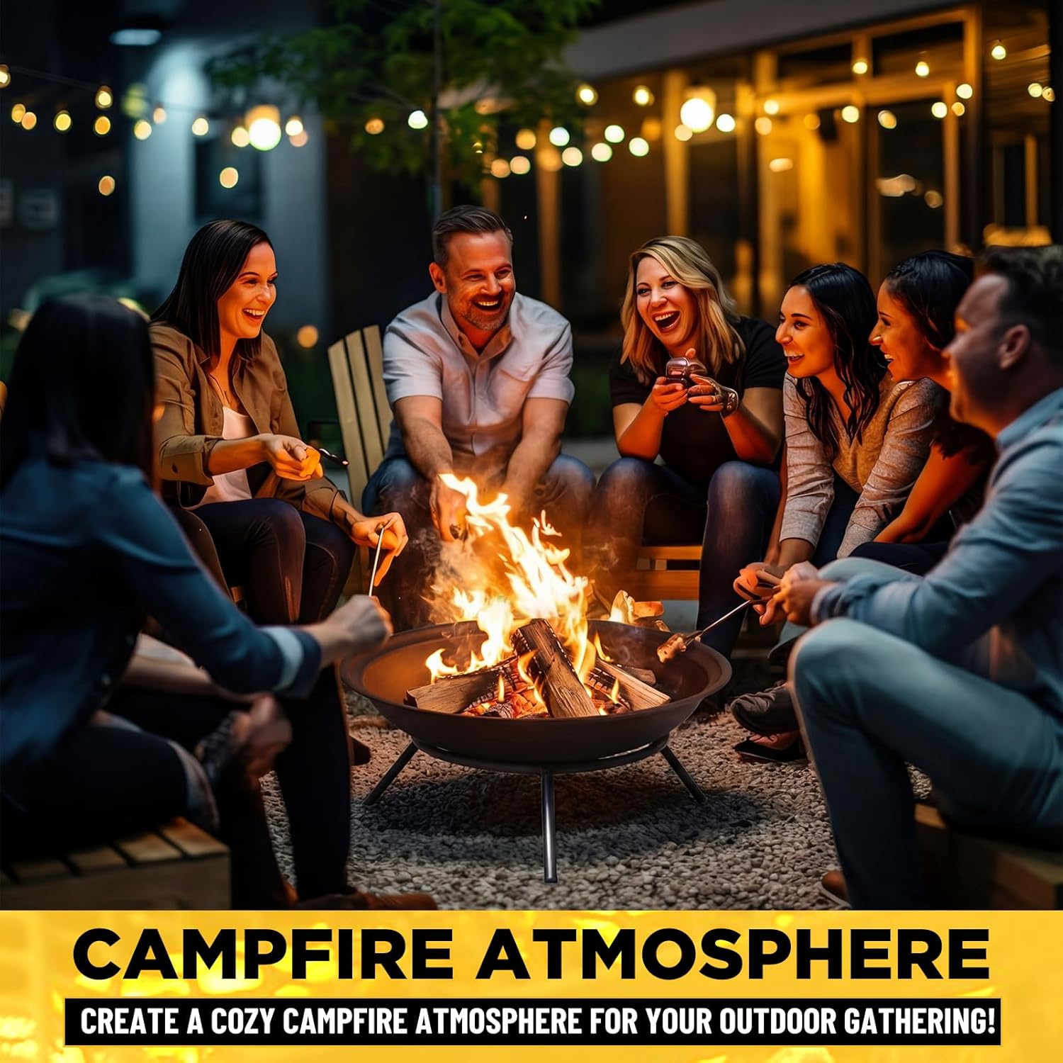 Maxdot 2 Pcs 23 Inch Outdoor Fire Pit Bowl Replacement Insert, Carbon Steel Wood Burning Fire Bowl Fits Existing Stand or Custom Firepit for Outside Backyard, Porch, Deck, Camping, BBQ Gatherings