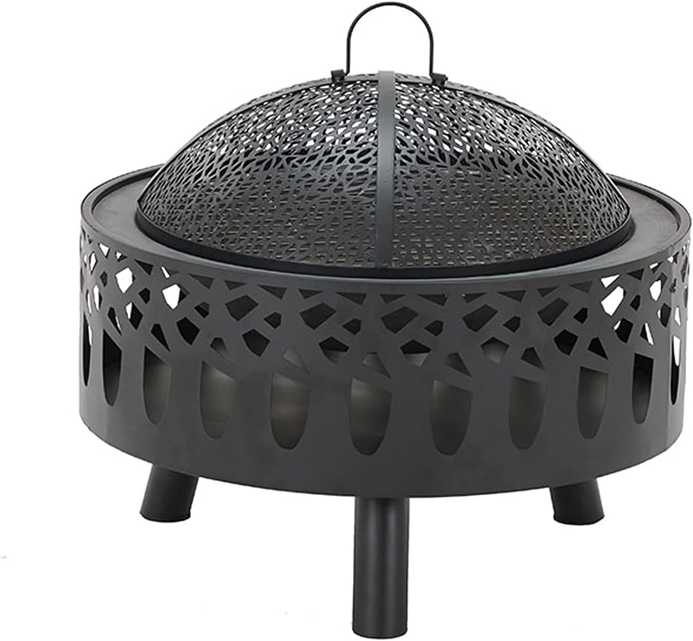 Outdoor Fire Pit, Metal Wood Burning Fire Bowl with Poker/Charcoal Grid/Mesh Cover, Garden Patio Heater BBQ Grill Camping Bonfire
