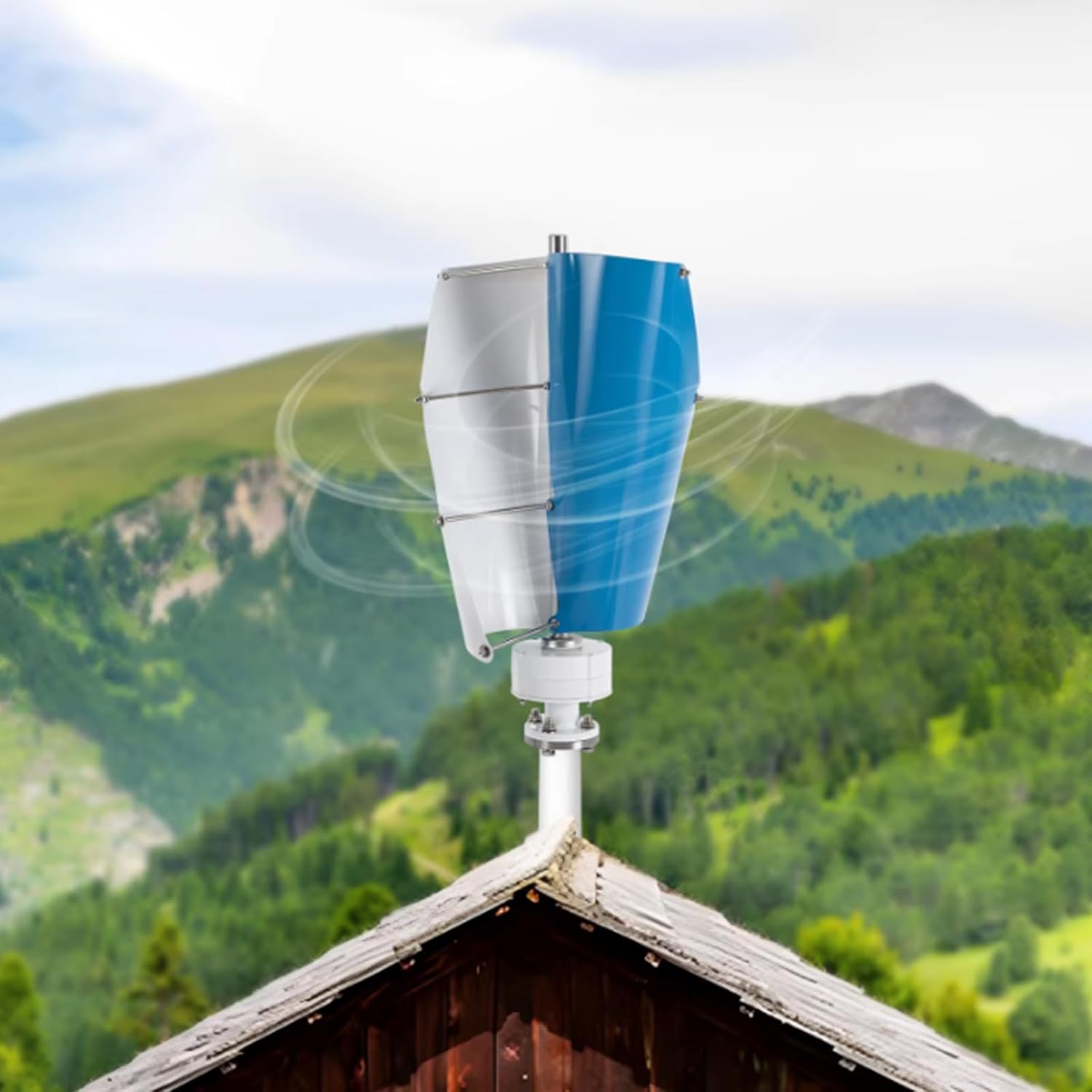 800W with 2 Blade Blue Spiral Wind Generator Kit 12V 24V 48V with Charge Controller Wind Power Generator for Home,Street Lighting,12v