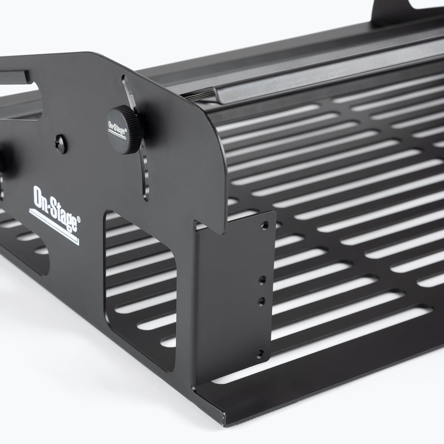 On-Stage SR5 Synth Rack (Desktop Keyboard Stand, Pedalboard, and Mini Rack, Three Tiers, Holds Mini Synths, Stompbox Effects, Drum Machines, Small Mixers, 2U of Rack Gear, Steel, Black, with Bag)