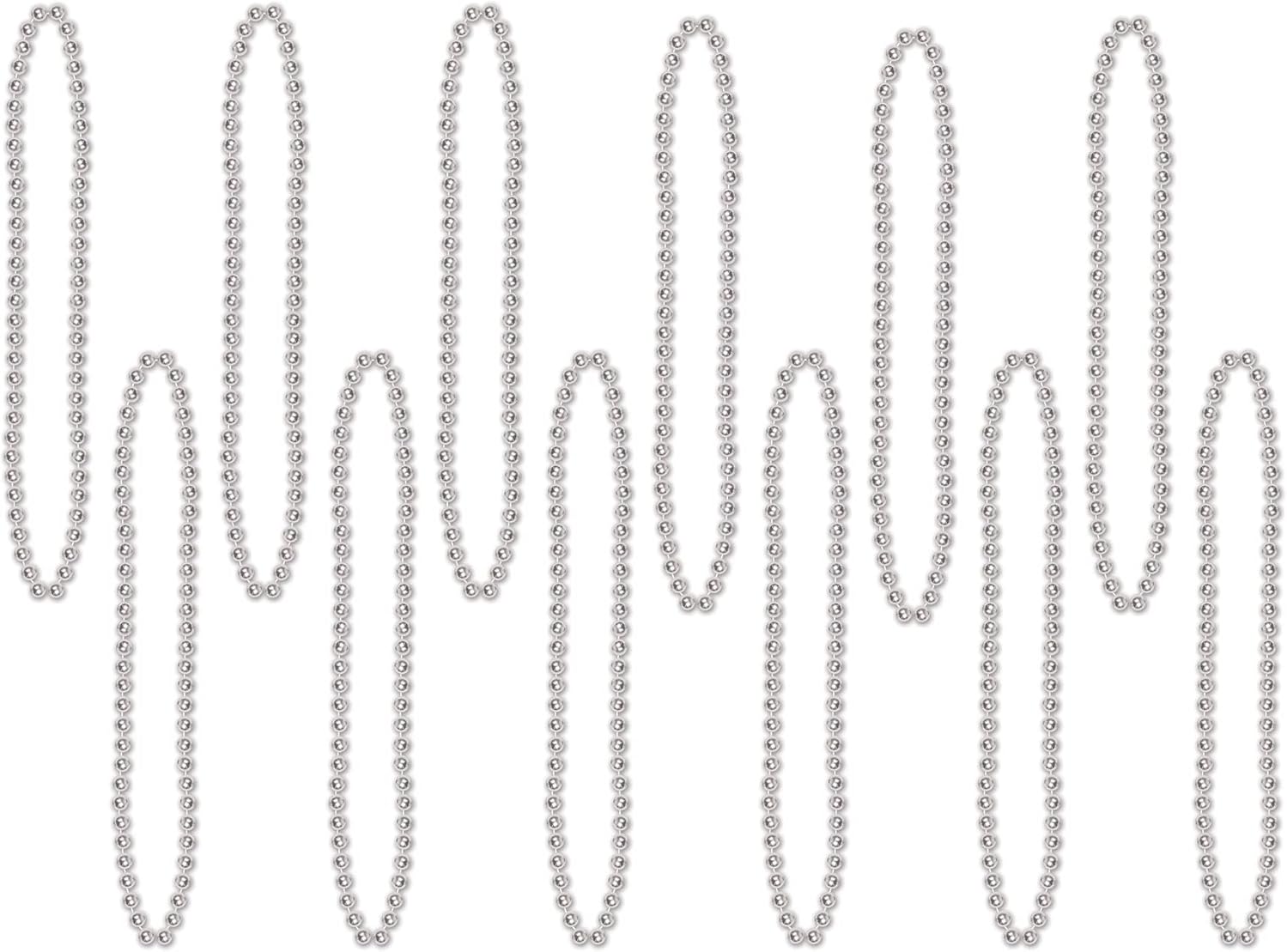 Beistle Bulk 720-Pack Small Round Party Beads, 7mm by 33-Inch, Silver