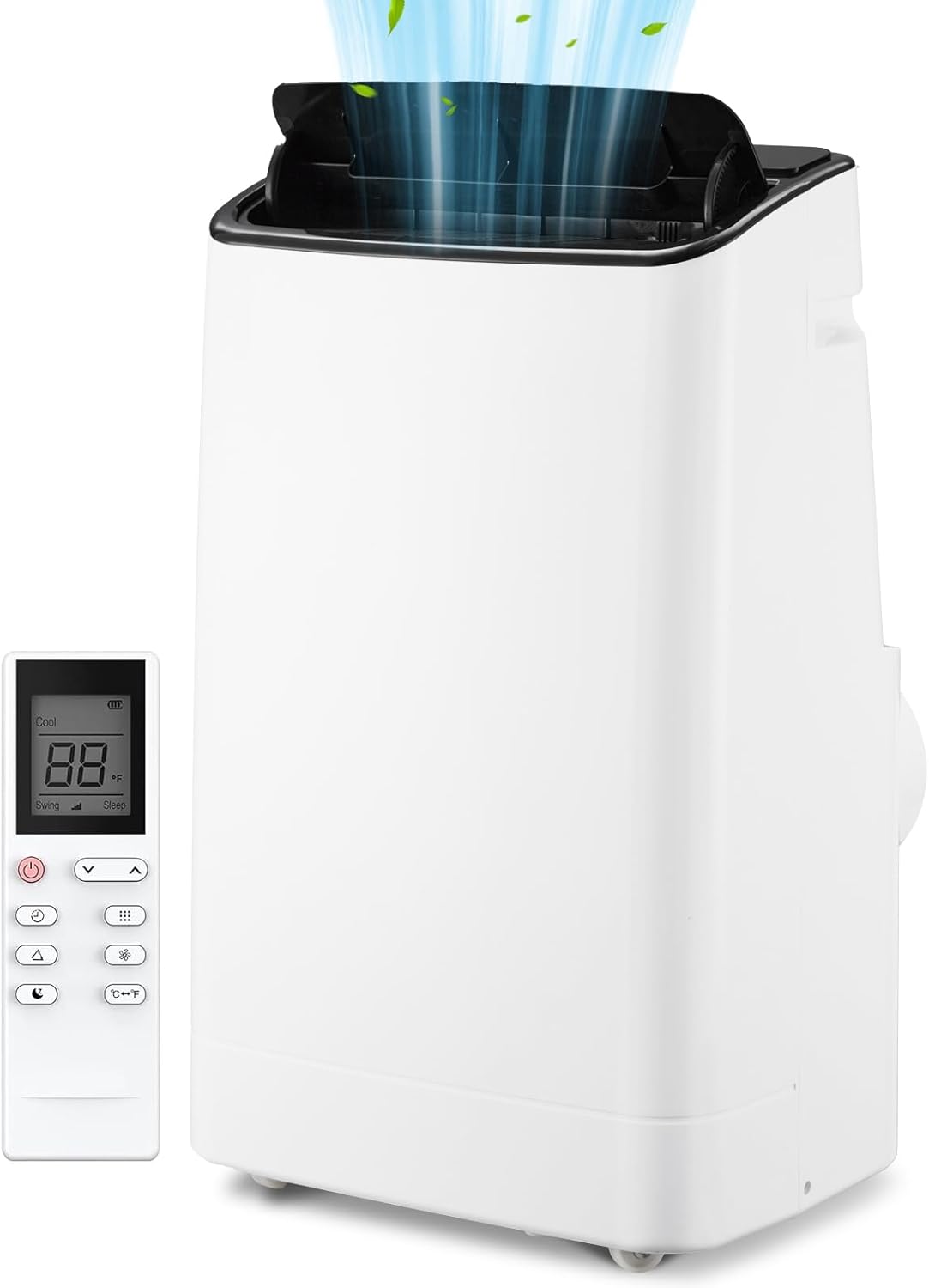 14,000 BTUs Portable Air Conditioner - Cools Up to 700 Sq.Ft, 3-IN-1 Energy Efficient AC Unit with Remote Control & Installation Kits for Large Room, Campervan, Office, Temporary Space