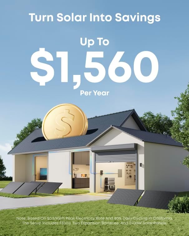 Anker SOLIX F3000 Portable Power Station with Protective Cover, 3,072Wh, 120/240V Output, 6,000W Recharging, Expandable to 24kWh, Works with Generator & Solar Panel, for Camping, RVs, and Emergencies