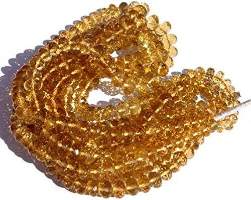 13 inch natural beads strand of 6.5-10mm faceted rondelle honey quartz gemstone beads for DIY jewelry - necklace, bracelet, earring, ring.