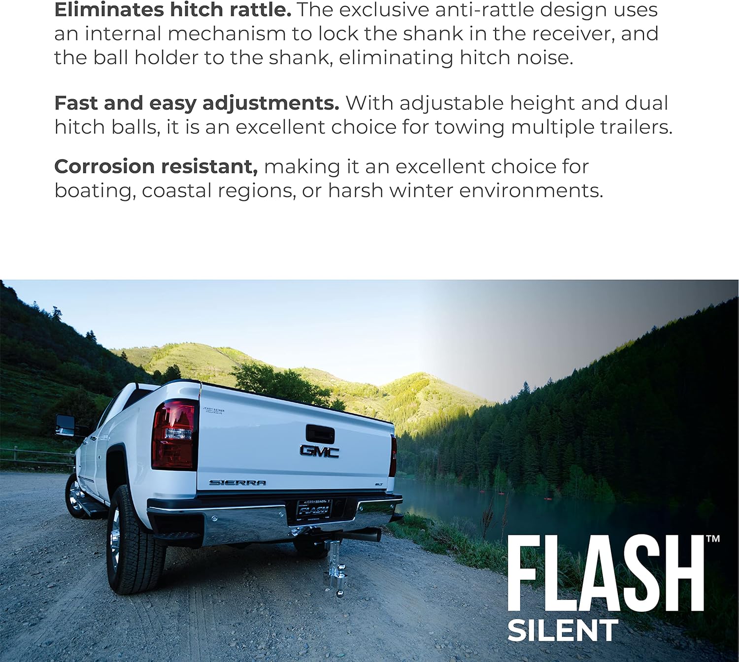 Fastway Flash STBM DT-STBM6600 Adjustable Silent Tow Ball Mount with 6 Inch Drop, 2 Inch Shank, and Chrome Plated Balls