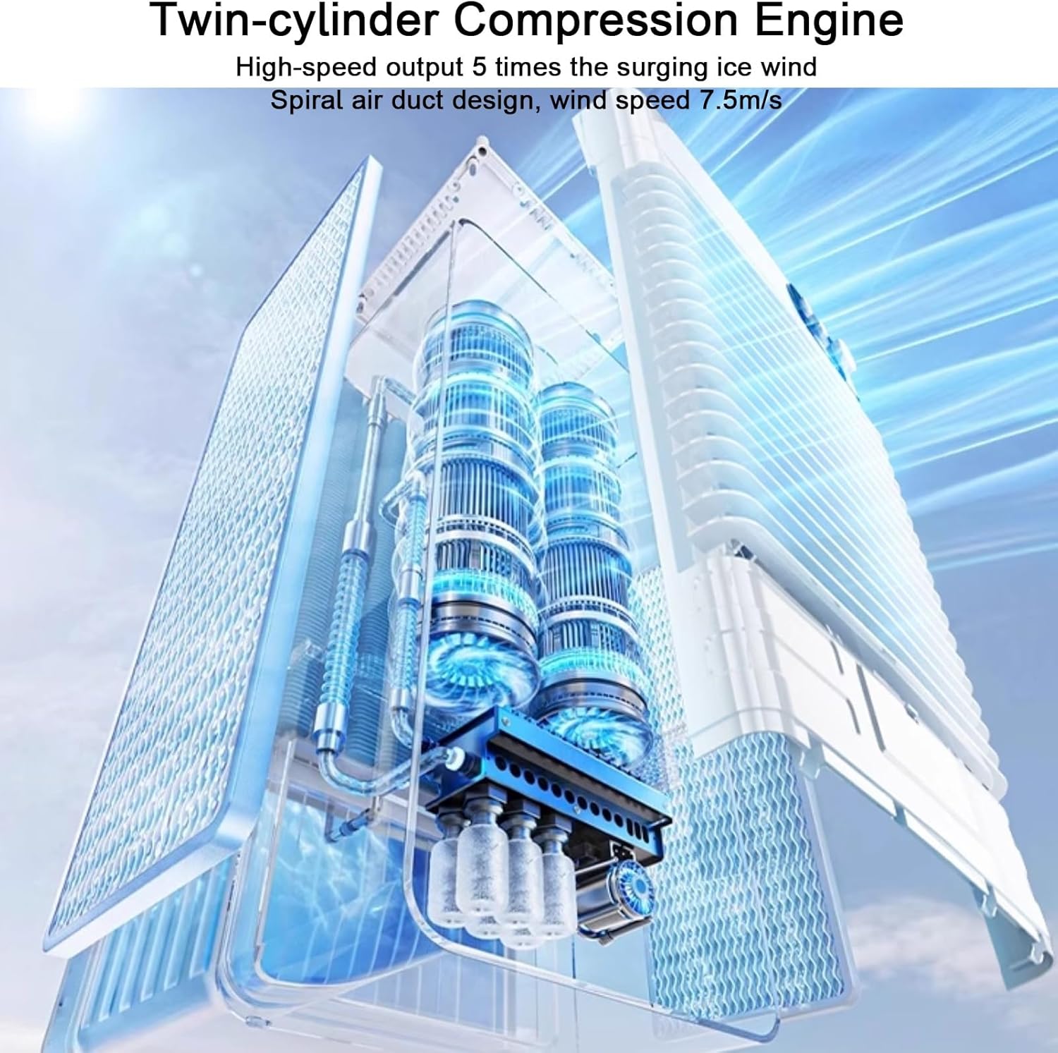 Portable Air Conditioners, Room Cooling 4-in-1, 120° Air Supply, Large Capacity Water Tank, Whole House Cooling, Quiet Operation, for Home, Office(80x42x35cm/31x17x14in)