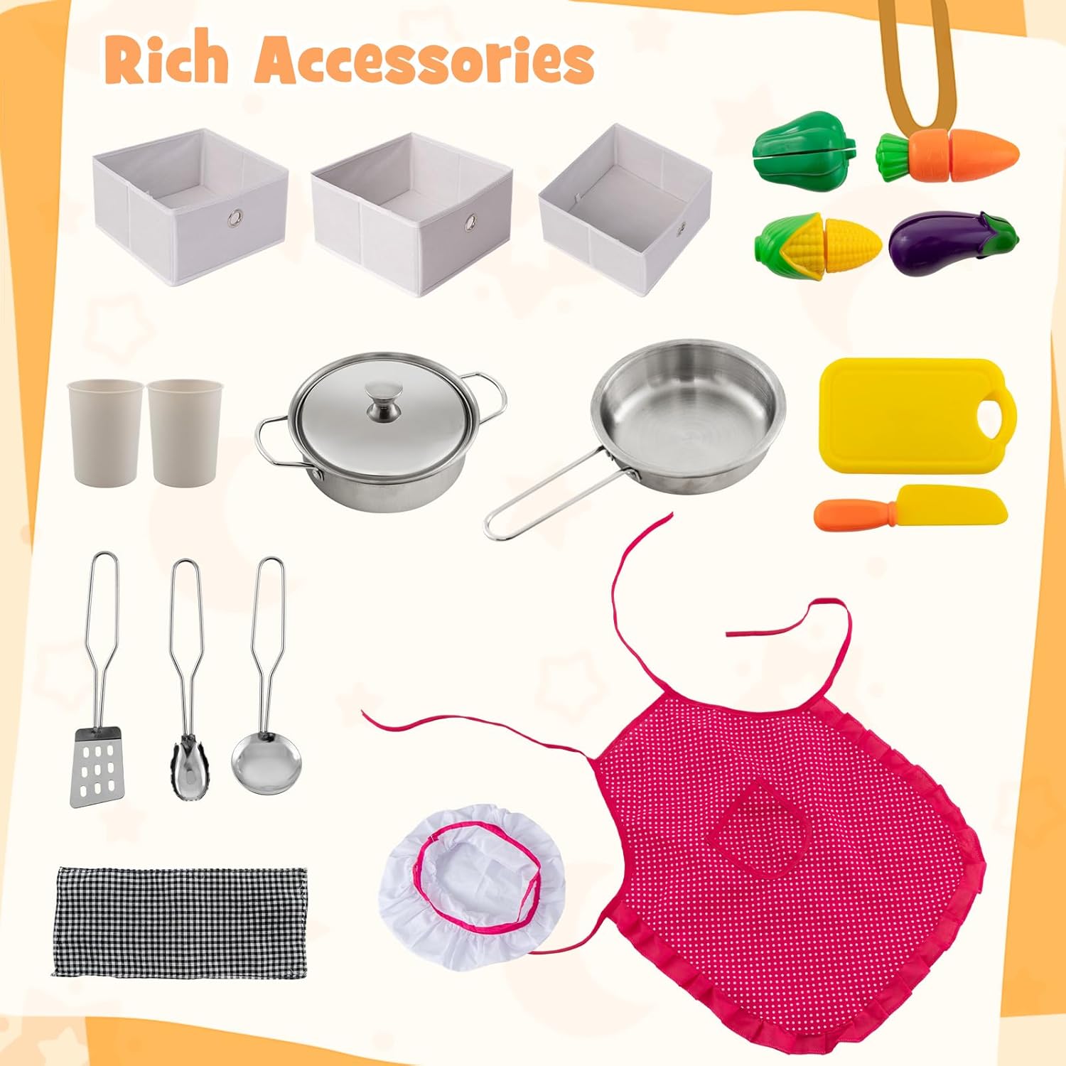 Costzon Corner Play Kitchen, Wooden Toddler Kitchen Playset w/Lights and Sounds, Water Circulation System, Washing Machine,Accessories, Kids Kitchen Playset for Boys,Girls (Brown)