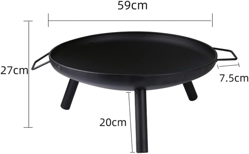 Super Large Fire Pit, Black Cast Iron Brazier Heater, Multifunctional Camping Bowl BBQ, for Indoor Outdoor Garden Patio Grill Wood Charcoal